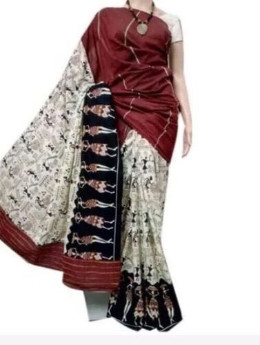 Multicolor Women Lightweight Casual Wear Printed Cotton Saree With Blouse