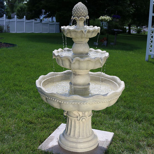 5 Feet White Marble Decorative Fountain For Indoor And Outdoor