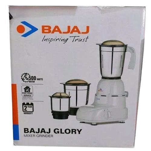 White 500 Watt 230 Voltage Stainless Steel And Plastic Mixer Grinder With 3 Jar