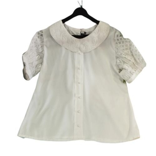 White Comfortable Short Sleeves Round Neck Plain Casual Wear Cotton Top