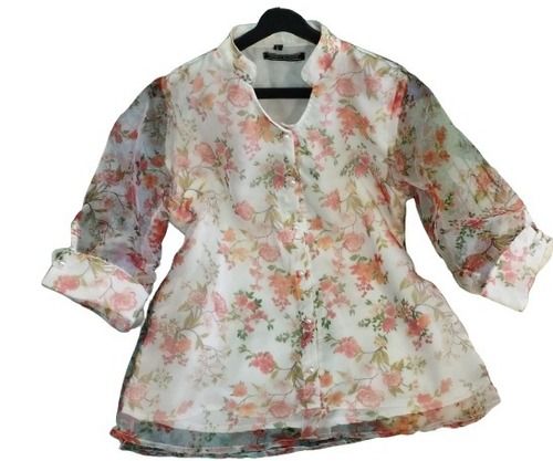 Multicolor Comfortable Three Fourth Sleeve Floral Printed Modern Chiffon Top