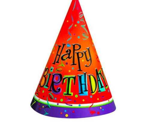 Lightweight Printed Paper Triangular Shape Birthday Celebration Cap