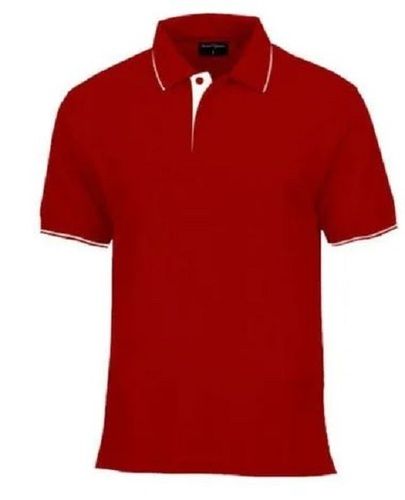 Red Mens Plain Casual Short Sleeve Breathable 100% Cotton Polo T-Shirts