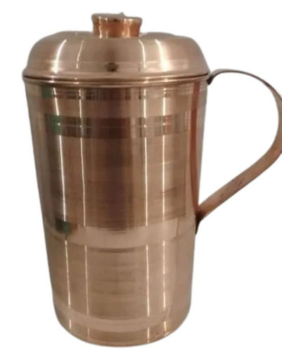 16 Inches Plain Round Glossy Finish Copper Water Jug 