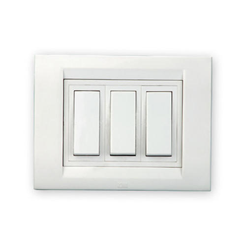 3 Module White Plastic Modular Electrical Switches