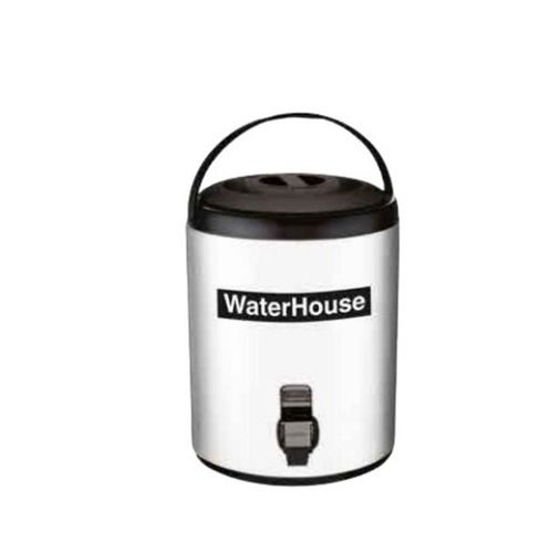 Silver And Black 8.5 Liters Storage Polished Stainless Steel Water Jug With Plastic Handle