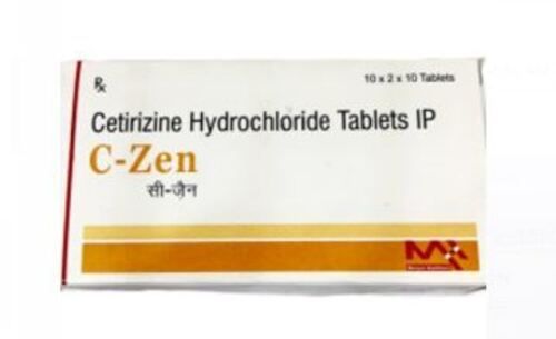 Cetirizine हाइड्रोक्लोराइड टैबलेट, 10x2x10 टैबलेट का पैक