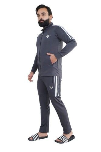 Full Sleeves Comfortable Zip Closure Stretchable Polyester Tracksuits For Men Age Group: Adults