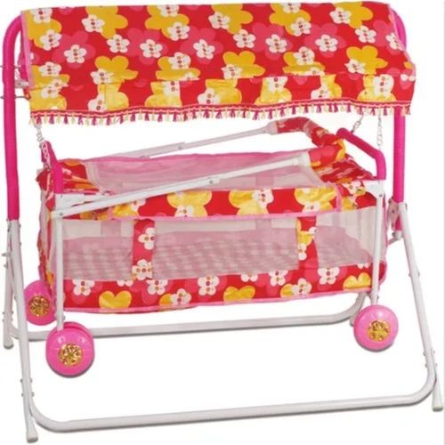 Multicolor Multi Color 2 4 Feet Size Adjustable Iron Baby Cradle