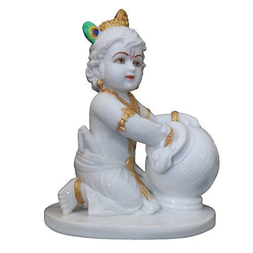 White Painted Bal Gopal Marble Statue Use For Worship