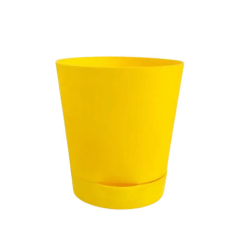 Yellow 10X6 Inches Light Weight Portable Round Shape Plastic Flower Pot