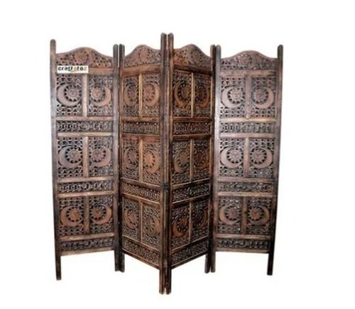 72 X 20 Inch Rectangle Antique And Historical Polished Finish Carved Wooden Screen
