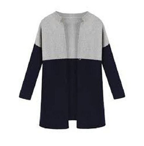 Grey And Blue Multi Color Woolen Material Long Sleeves Designer Cardigans