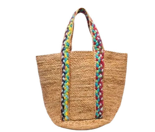 Brown Natural Plain Flexi Loop Handle Handmade Soft Shoulder Jute Bag