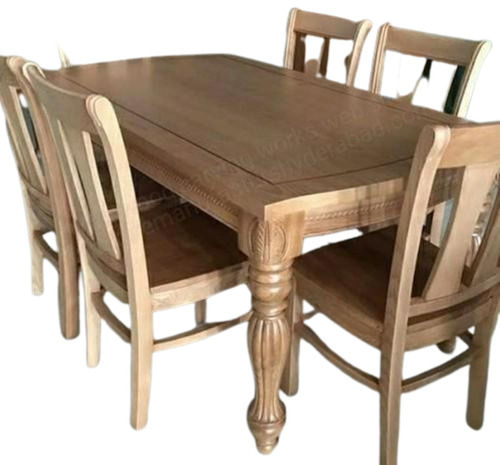 Handmade 2.5 X 4 Feet 2-3 Feet Modern Style Non-Foldable Six Seater Natural Teak Dining Table 