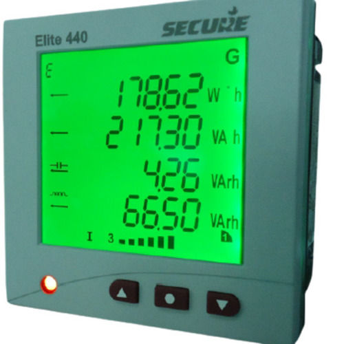 Grey And Green 96 X 96 X 65 Mm 220 Voltage 50 Hertz Ip54 Elite 440 Digital Energy Meter