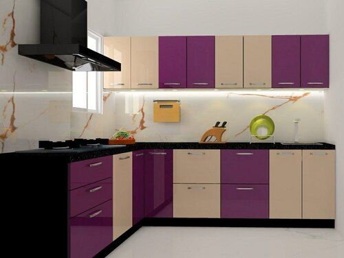 Glossy Finish L-shape Modern Modular Kitchen