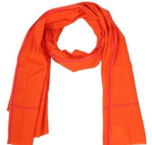 Orange Rectangular Quick Dry Plain Soft Cotton Gamcha, Size 17.2 X 1.8 X 6.5 Centimeters