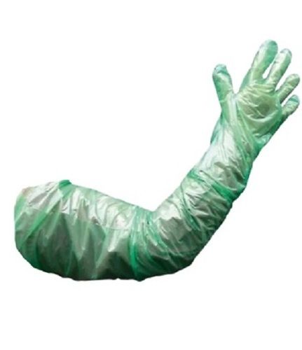 Green Waterproof Plain Full Finger Disposable Plastic Long Sleeve Gloves