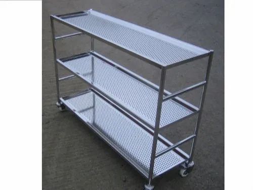 100 Kilograms Capacity 4 Wheels Stainless Steel Cleanroom Utility Storage Trolleys