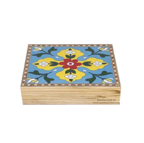 5 X 16 X 21 Inches Flower Painting Pine Wooden Jewelry Box