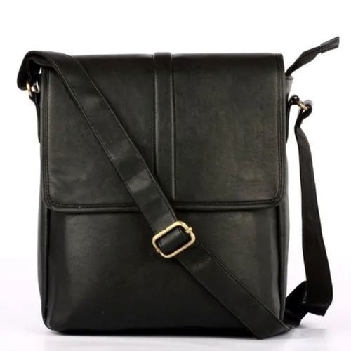 Security Fashionable Zipper Top Light Weight Shoulder Style Black Rexine Sling Bag