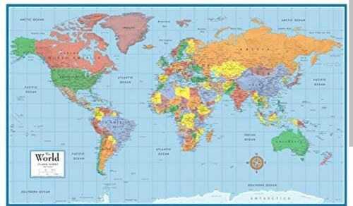 Political World Map Used In School And Study Room Dimensions: 70/100  Centimeter (Cm)