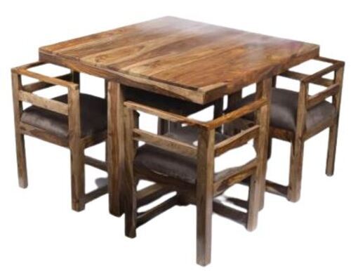 Rectangular And Foldable Handicraft Wood Four Seater Dining Table