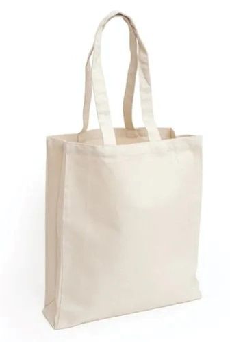 White 18A 14 Inches 5 Kg Capacity Spacious Plain Durable 100% Cotton Strong Bag For Shopping