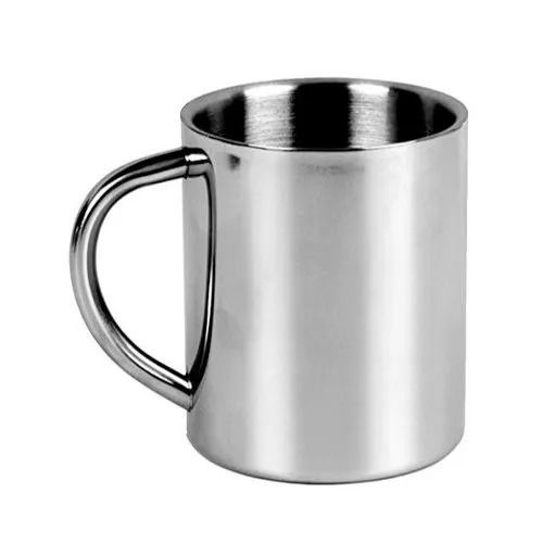 Silver 300 Ml Light Weight Round Polished Finished Stainless Steel Mug