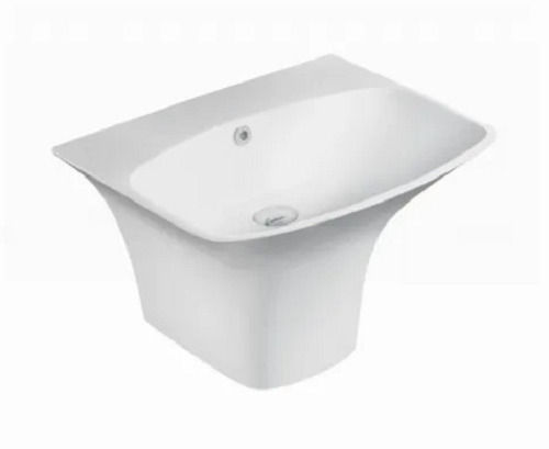 White 56 X 47 X 39 Cm Rectangular Wall Mounted Ceramic Bathroom Basins