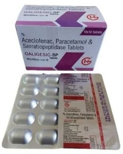 Aceclofenac, Paracetamol And Serratiopeptidase Tablets, Pack Of 10X10 Tablets  General Medicines