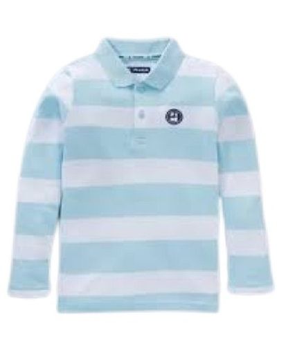 Causal Wear Full Sleeve Straight Collar Striped Cotton T-Shirts For Boys