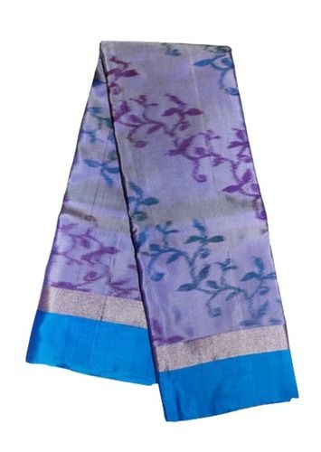 Multi Color Durable Summer Party Wear Printed Lace Work Cotton Silk Saree