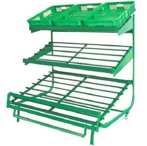 Floor Mounted 3 Level Mild Steel Vegetable Rack For Supermarket Capacity: 50 Kg/Hr