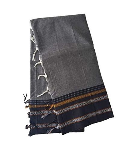 Gray Ladies Plain Grey Casual Wear Pure Cotton Saree