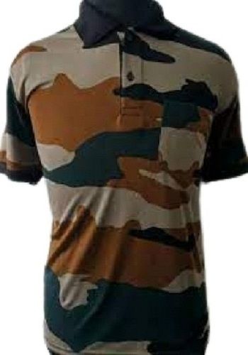 Men Polo Neck Comfortable Light Weight Short Sleeve Casual Wear Army T-shirt