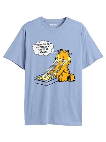Mens Printed Short Sleeve Round Neck Light Blue Cotton T Shirts Gender: Male