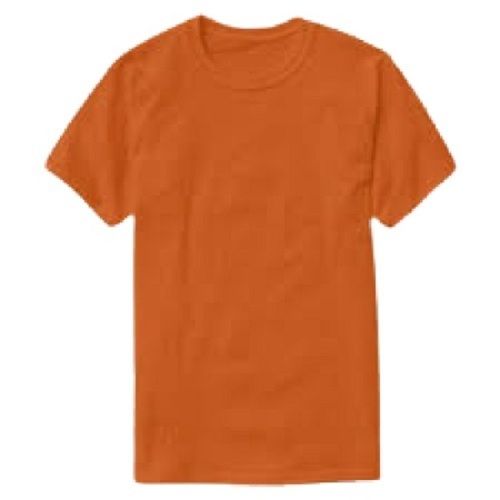 Orange Men Round Neck Half Sleeve Plain Comfortable Regular Fit Cotton T Shirt