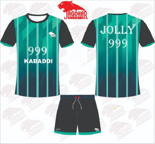 Mens Green And Black Professional Kabaddi Player Printed Super Poly Jersey Set