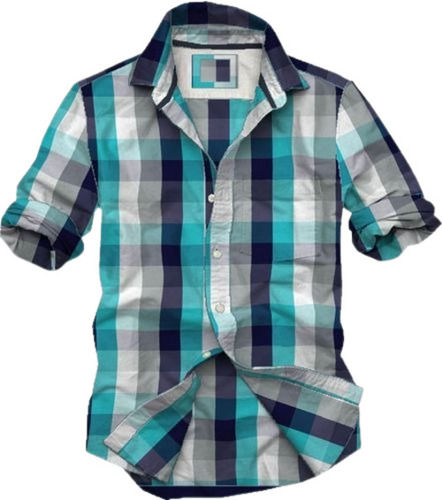 Regular Fit Casual Wear Full Sleeves Spread Collar Cotton Check Shirt For Men'S Age Group: Na