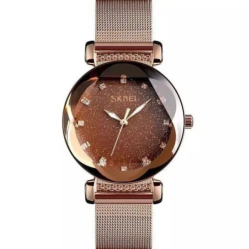 Brown Round Metal Fashion Wrist Watch For Ladies 