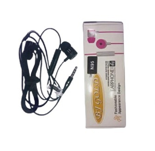 Wired Earphone - Plastic Design, Standard Size, Black Color | Comfortable Fit, HD Sound Audio, Ultra Noise-Canceling Microphone, Lightweight, Soft Ear Tip, High Efficiency