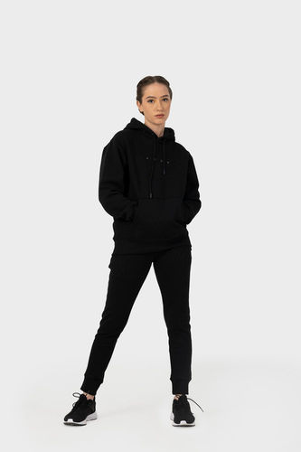 Breathable Women'S Hoodies - Hiphop In Color Jet Black