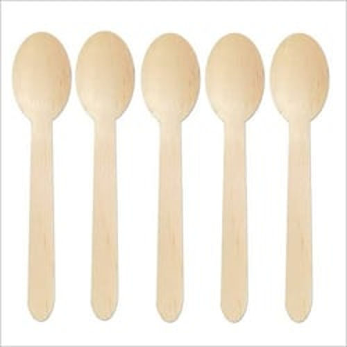 Wooden Spoon - 16 cm, Brown Color | Disposable, Machine Made for Home and Restaurant Use