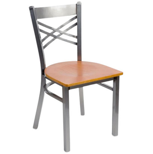 Machine Made 17 X 16.5 X 32 Inch Lightweight Wooden Seat Stainless Steel Chair