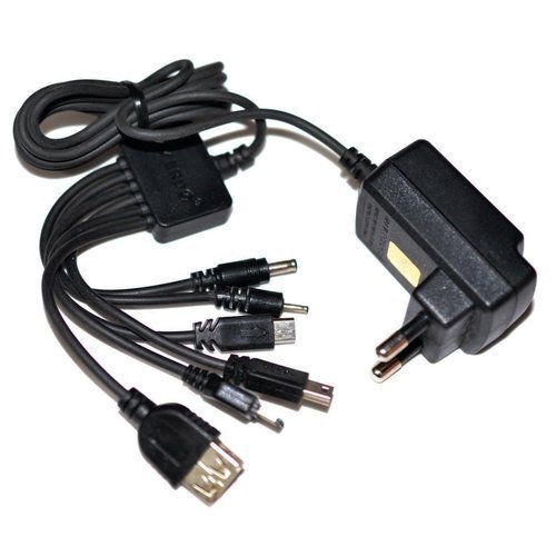 Electric Mobile Charger Cable - 1 Meter Length, Matte Black PVC Material | 6 In 1 Multifunctionality