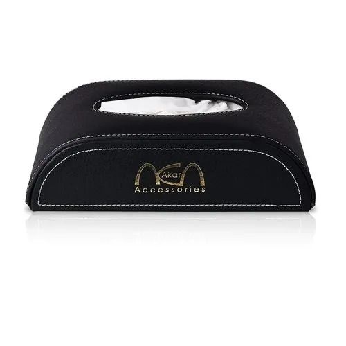 Black And Golden 8 X 3 Inches Light Weight Rectangular Printed Leather Tissue Box