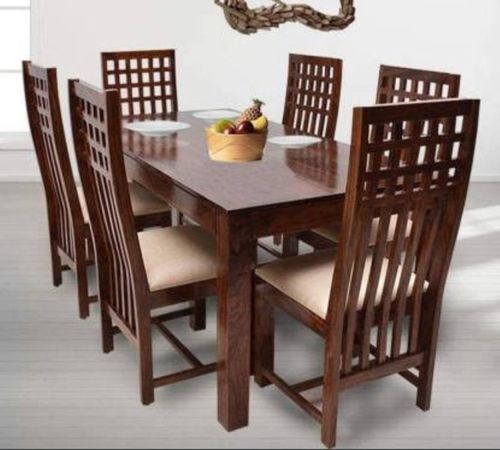 Modern Machine Made Carpentry Solid Six Seater Wooden Dining Table For Indoor Use