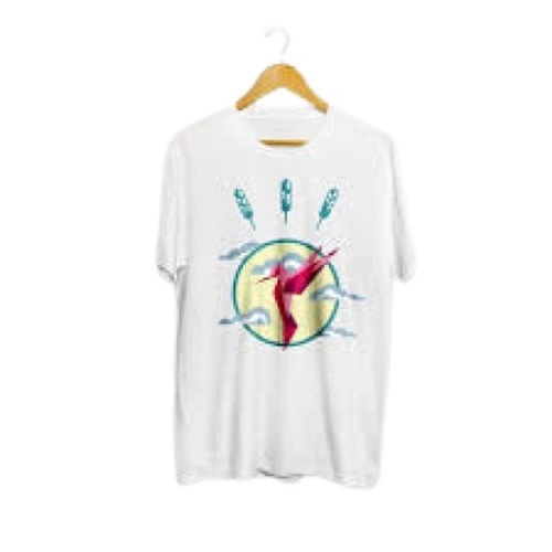 Round Neck Pure Cotton Printed Pattern Short Sleeves Pure Cotton T Shirt